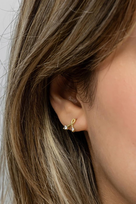 Heliophilia Silver Pendientes de Plata de Ley 925 con Baño de Oro y Circón Dorado